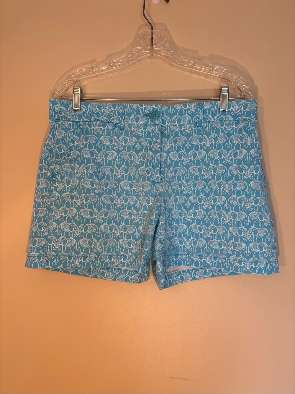 crown & ivy Light Blue Printed Cotton Shorts